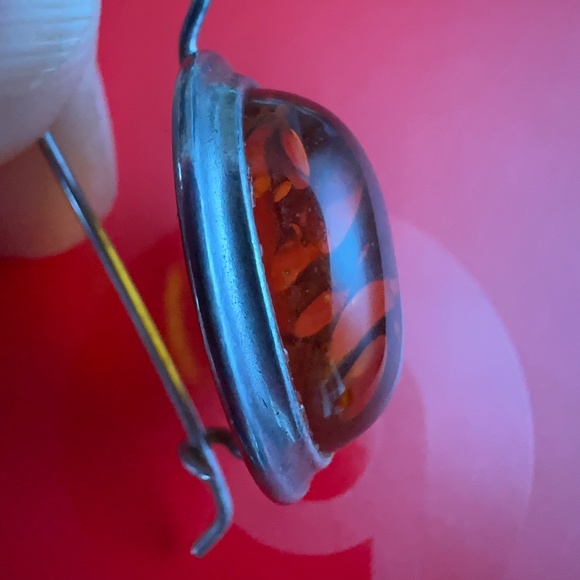 SS & AMBER EARRINGS - Picture 2 of 7